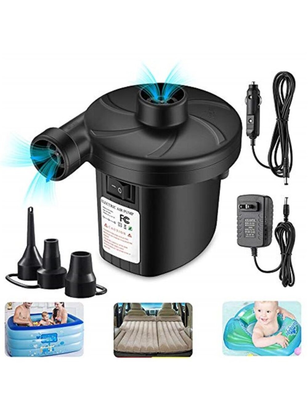 Electric Air Pump Inflatable Mattress Pool Float Portable Quick Fill Pump